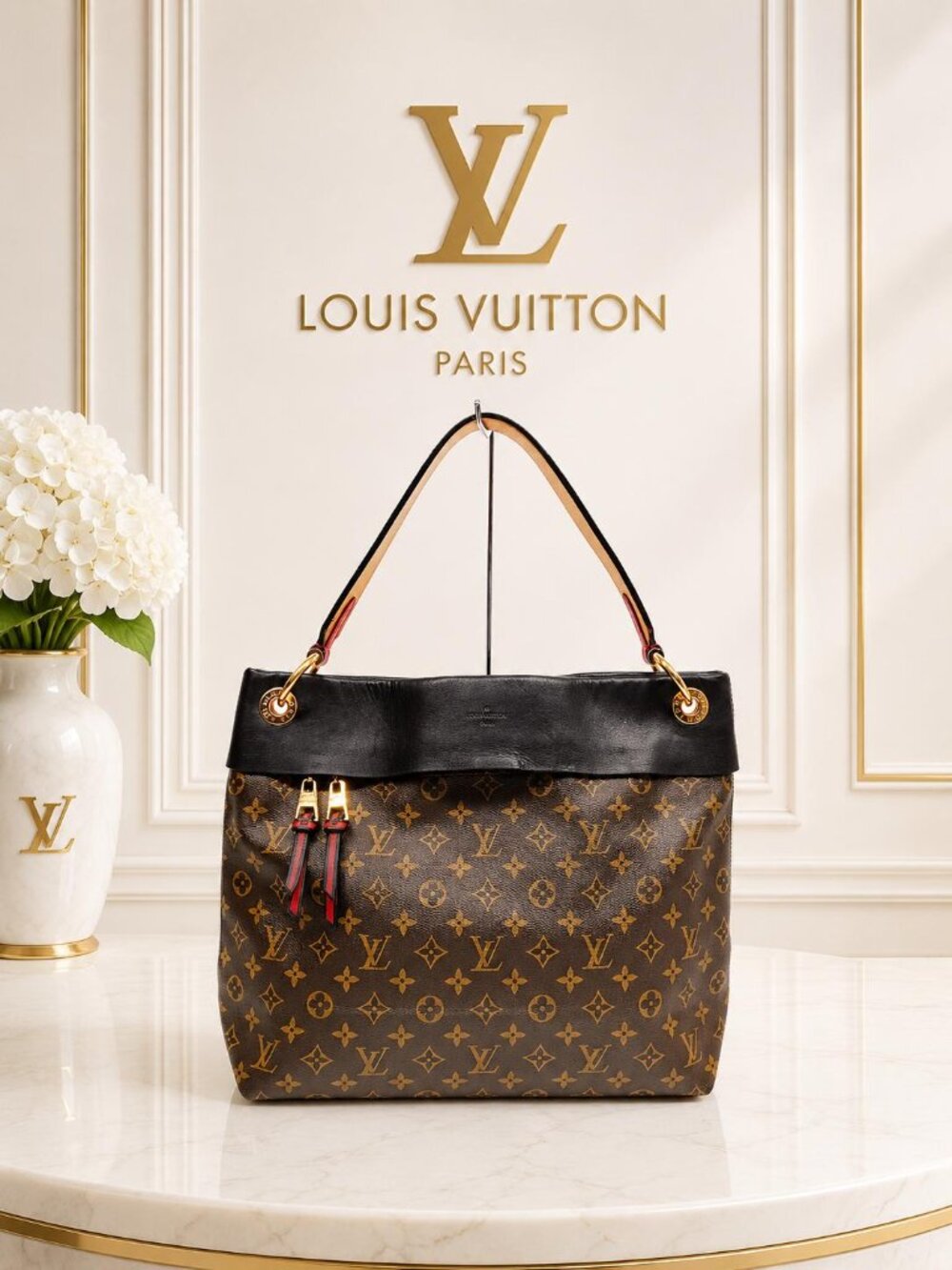 Authentic Louis Vuitton Tuileries Hobo Monogram Canvas Shoulder Bag